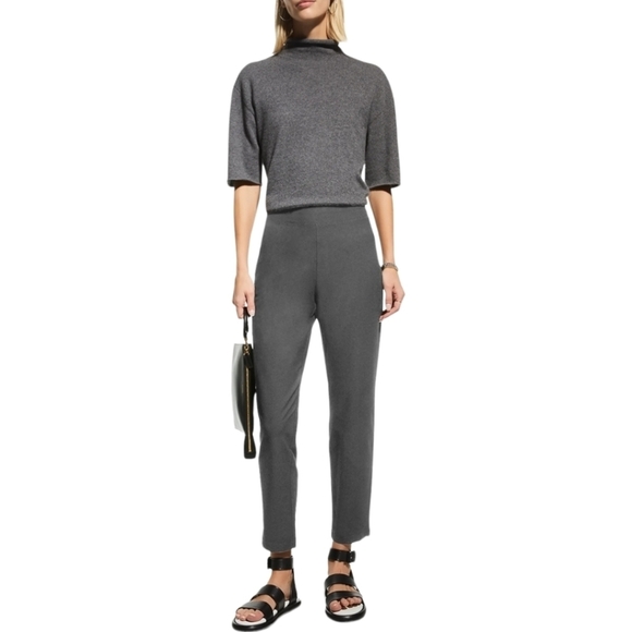 EUC Eileen Fisher Washable Stretch Crepe Slim Ankle Pants Graphite Size Small